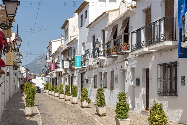 Narrow streets with white houses in Altea Old Town