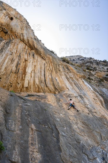 Climbing on a rock face