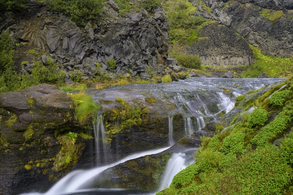 Waterfalls in the green oasis of Gjain