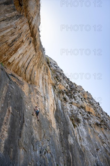 Climbing on a rock face