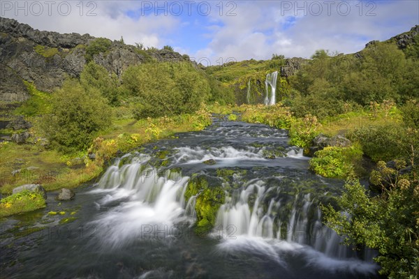 Waterfalls in the green oasis of Gjain