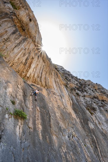 Climbing on a rock face