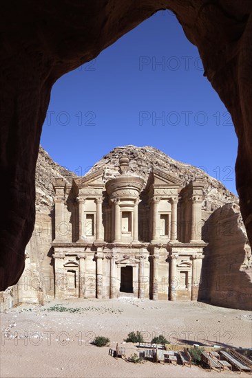 Ad Deir Monastery carved out of the rock on a high plateau