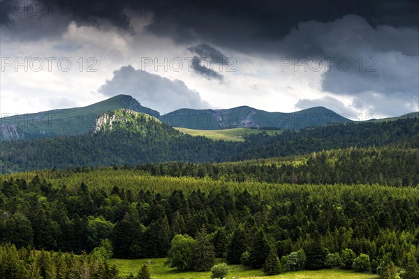 View of the Monts Dore in Auvergne Volcanoes Natural Park