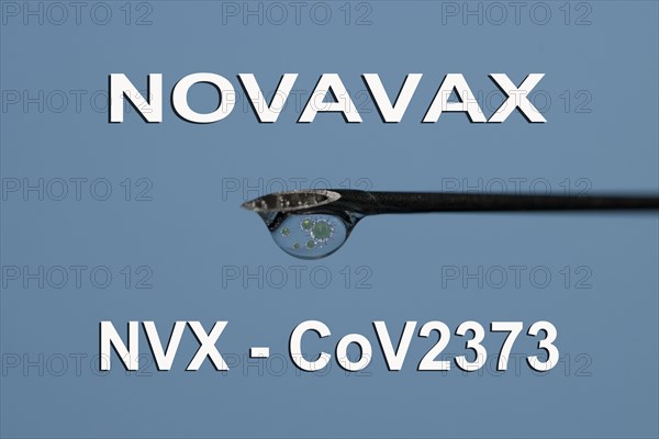 Syringe with Novavax vaccine against Corona