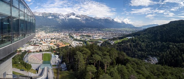 View from the Bergisel ski jump down to the stadium