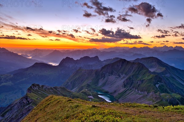 View from Brienzer Rothorn on Central Swiss Alps