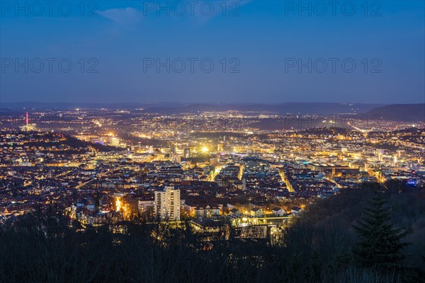 View from Birkenkopf over Stuttgart at night