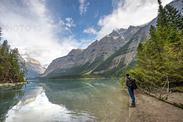 Hikers on the lakeshore