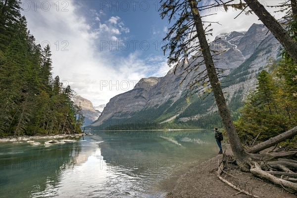 Hikers on the lakeshore
