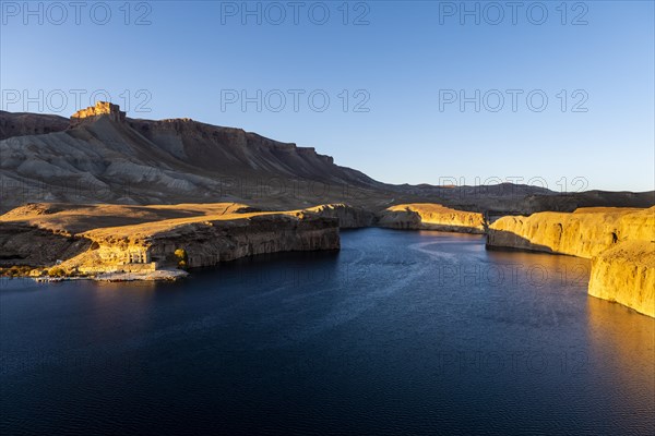 Sunset over the deep blue lakes of the Unesco National Park