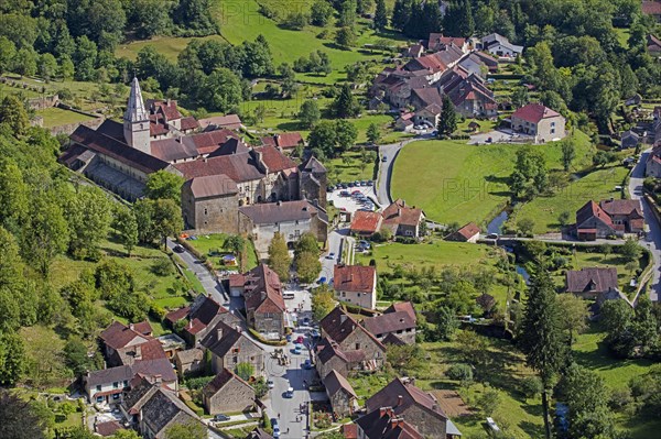 Aerial view over Baume Abbey