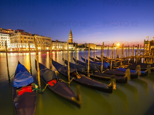 Gondolas on the Grand Canal at dawn