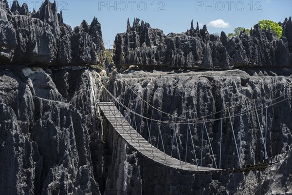 Suspension bridge over gorge