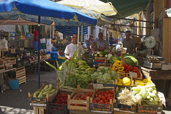 Market stalls in an alley in Palermo