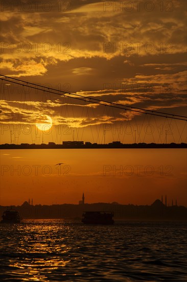 View at sunset from Cengelkoy to Istanbul