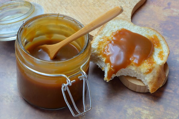 French caramel cream in glass and yeast plait