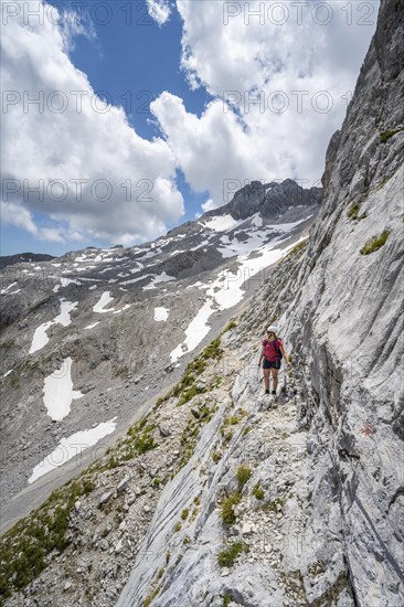 Hiker on a rock face