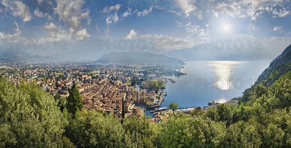 Town view of Riva del Garda and Lake Garda in the morning