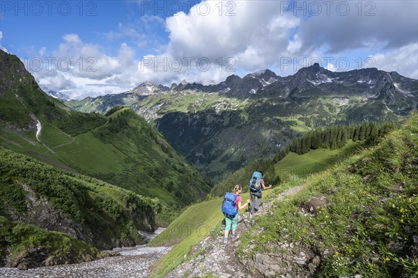 Two hikers on a hiking trail