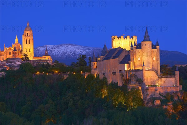 Alcazar Fortress and Cathedral at dusk