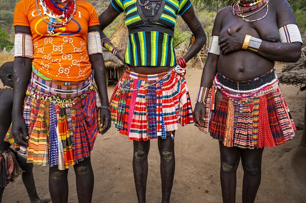 Close up of colourful skirt from young girls