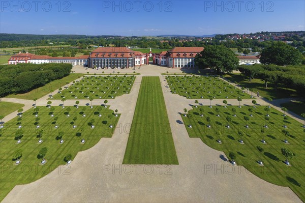 Castle garden with orange trees