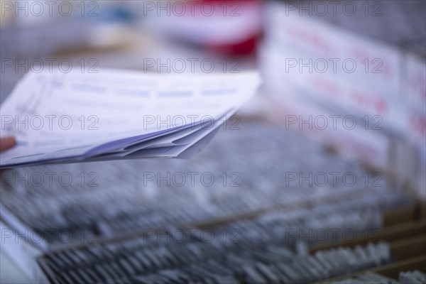 Embedded samples with protocol in a histology laboratory