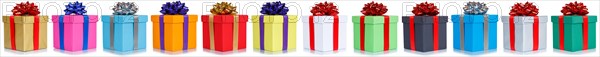 Gifts Birthday Christmas in a Row Boxes Free Plate Isolated