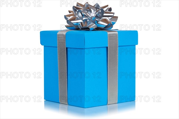 Gift Birthday Christmas Birthday gift box blue cut out isolated