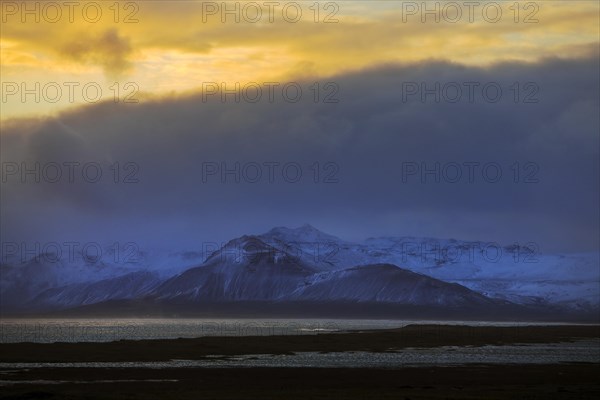 Sunset with clouds over Snaefellsjoekull