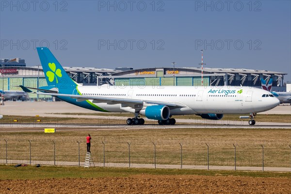 An Aer Lingus Airbus A330-300 with registration EI-EIN at Stuttgart Airport