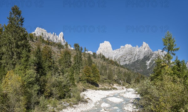 Mountain stream flowing through Val Pradidali