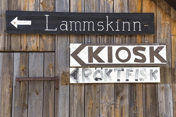 Signs on a kiosk