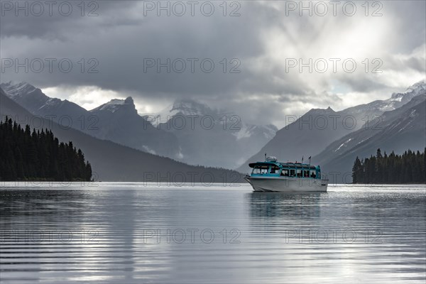 Boat on Maligne Lake