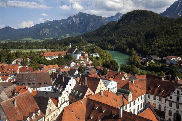 View from the Hohes Schloss on the old town of Fuessen