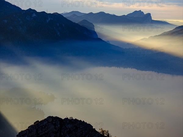 View of Attersee and Mondsee in the haze