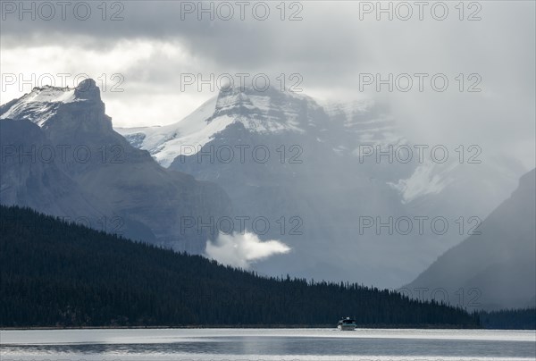 Boat on Maligne Lake