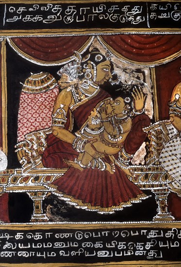 18th century Ramayana murals on Bodinayakanur palace walls