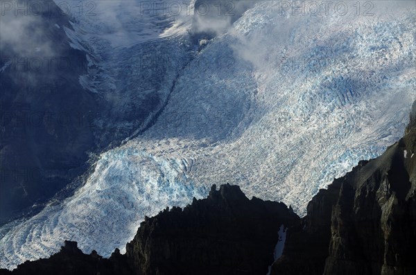 Snow-capped mountains and huge glacier