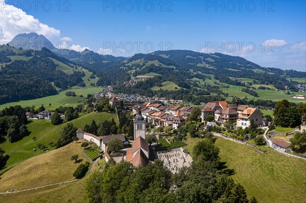 Aerial of the Gruyere castle