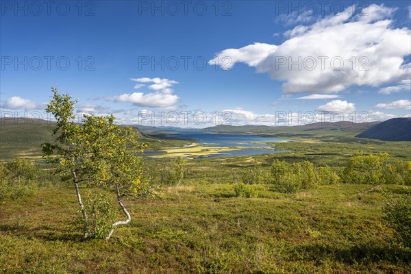 View of the Visttasjohka river delta and Lake Paittasjaervi