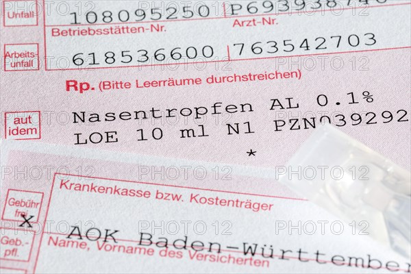 Prescription for nasal drops