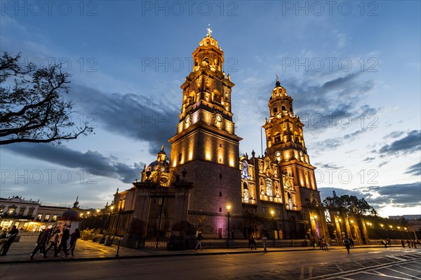 Morelia cathedral at night