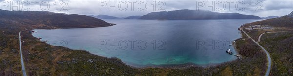 View over Kaldfjorden to the Kvaloya peninsula and Mount Kjolen
