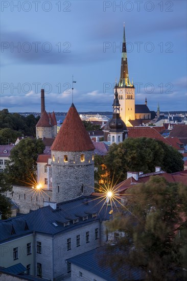 View of the towers of the city fortifications and Olai Church