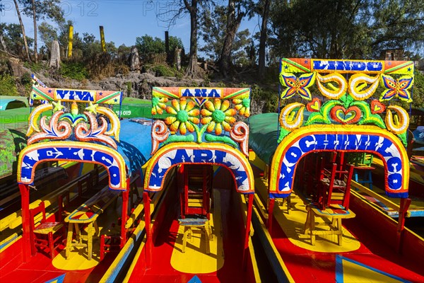 Colourful boats on the aztec canal system