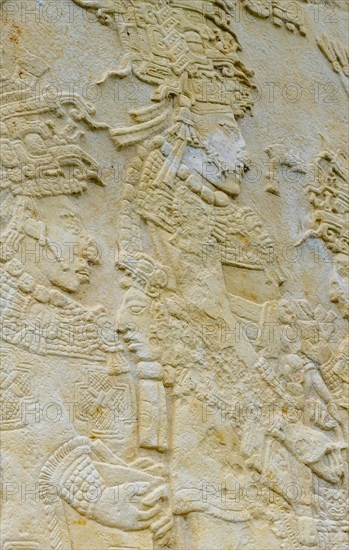 Old inscriptions at the ancient Maya archaeological site Bonampak