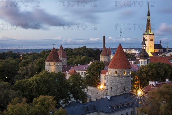 View of the towers of the city fortifications and Olai Church