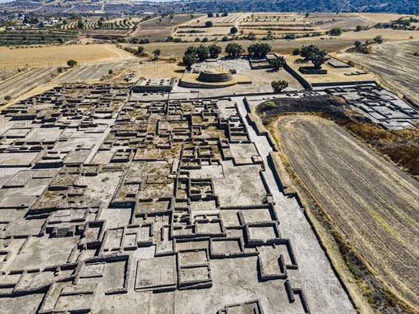Aerial of the Mesoamerican archaeological site Tecoaque